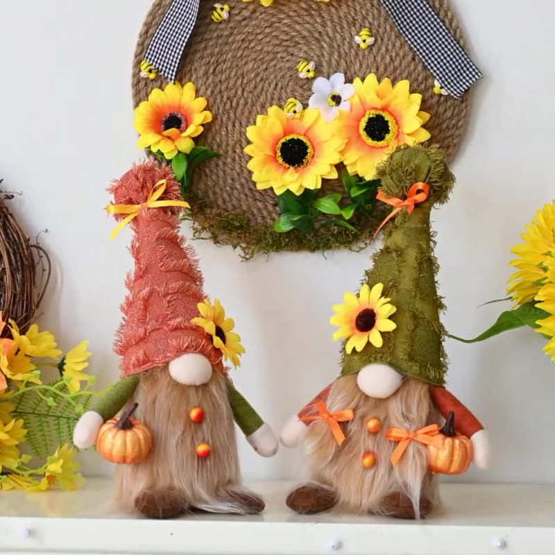 Harvest Season Pumpkin Doll with Old Hat Decoration for Fall Home Decor