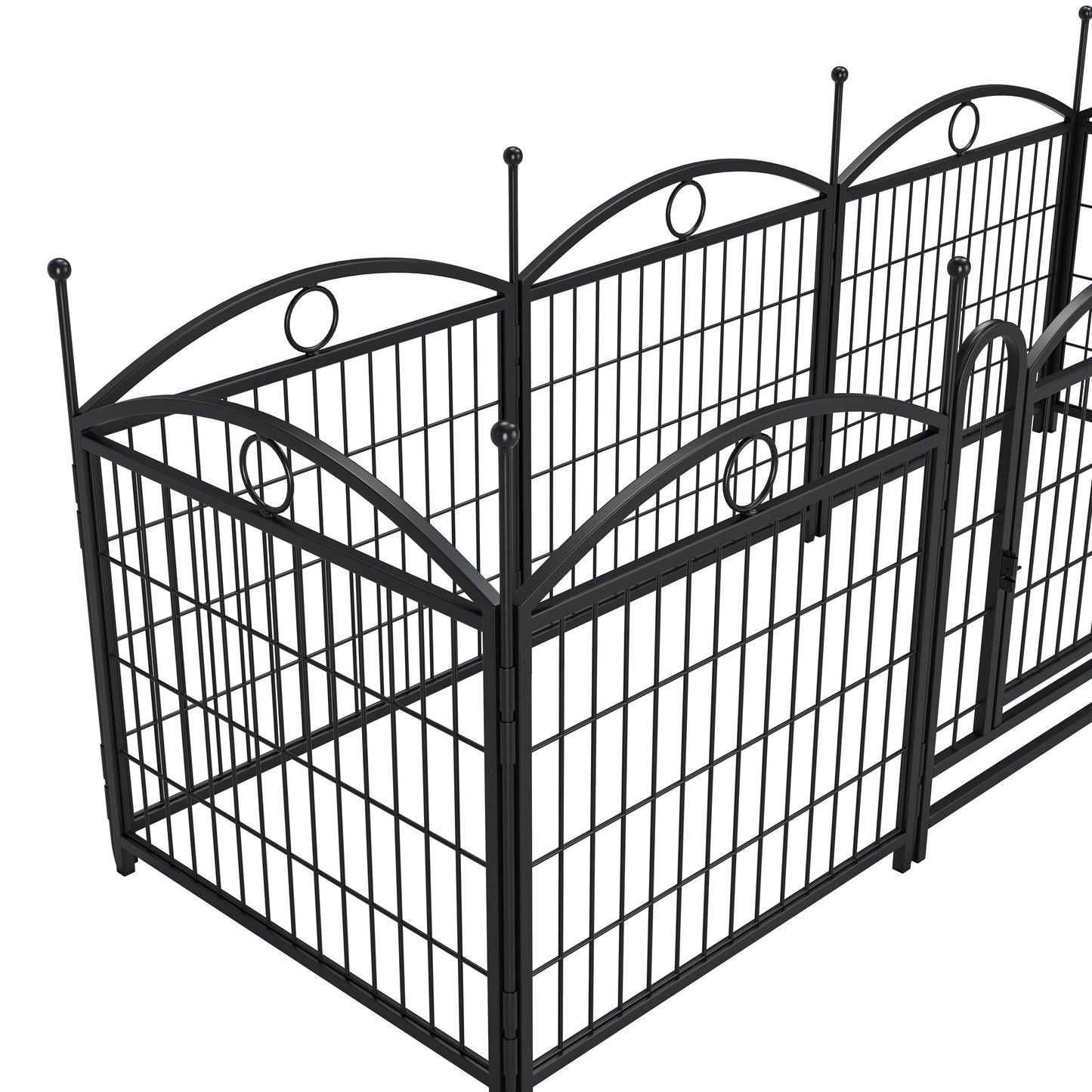 Indoor/Outdoor 24 Inch Dog Playpen - Heavy Duty Metal Pet Fence with Doors