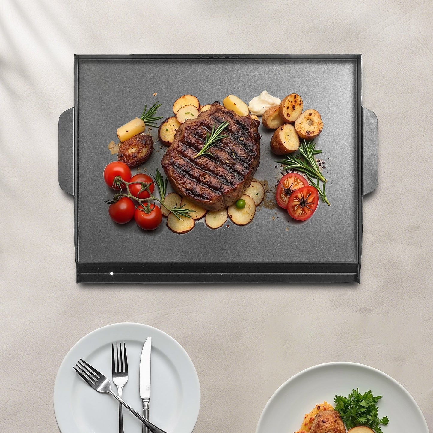 Carbon Steel Flat Top Griddle - 22x16 Inch BBQ Grill Pan