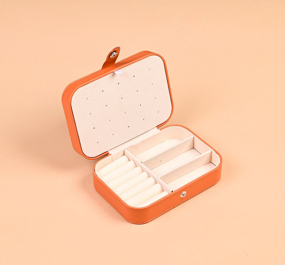 Portable Jewelry Box with Velvet Interior for Rings and Earrings