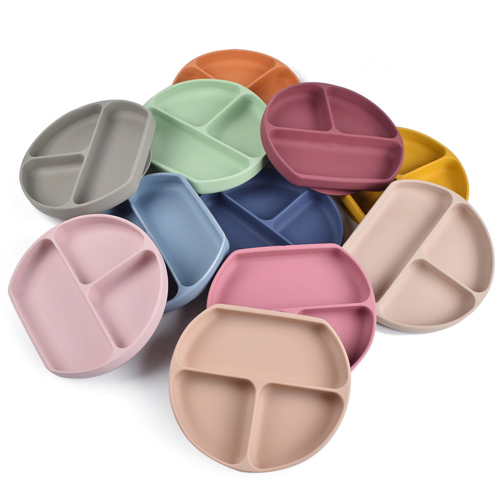 Silicone Solid Color Baby Tableware Set - Child Safe Dinnerware Kit