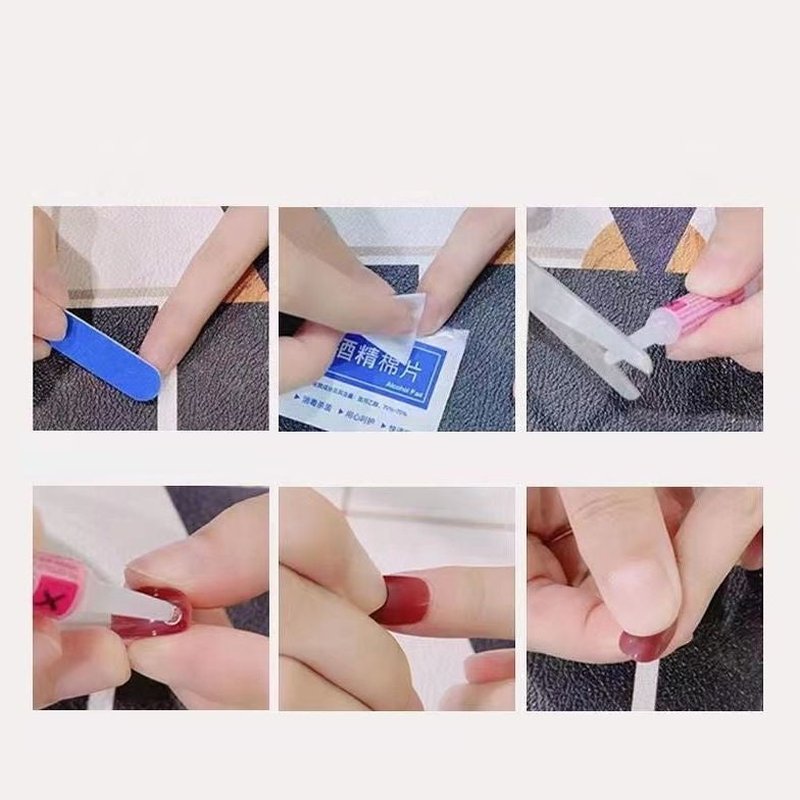 Hand-Painted Jelly Nail Stickers - Orange
