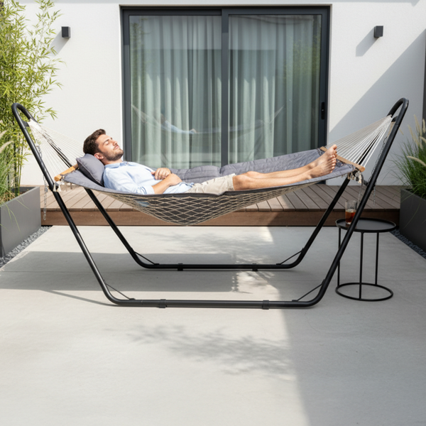 Heavy Duty Adjustable Hammock Set with Stand - Gray