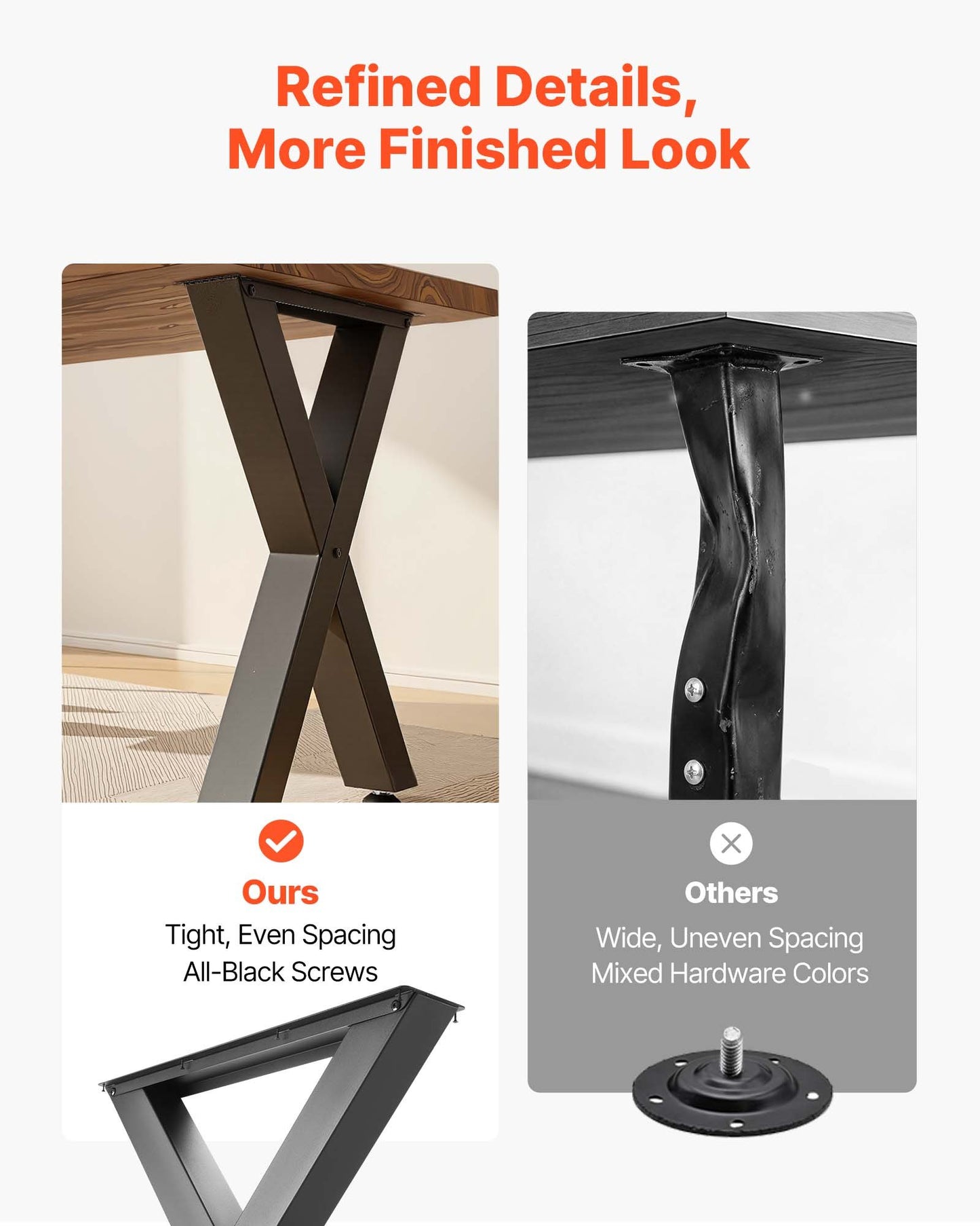 Heavy Duty Steel Table Legs 29.5 Inch Height Black Support for Home Office & Dining Tables