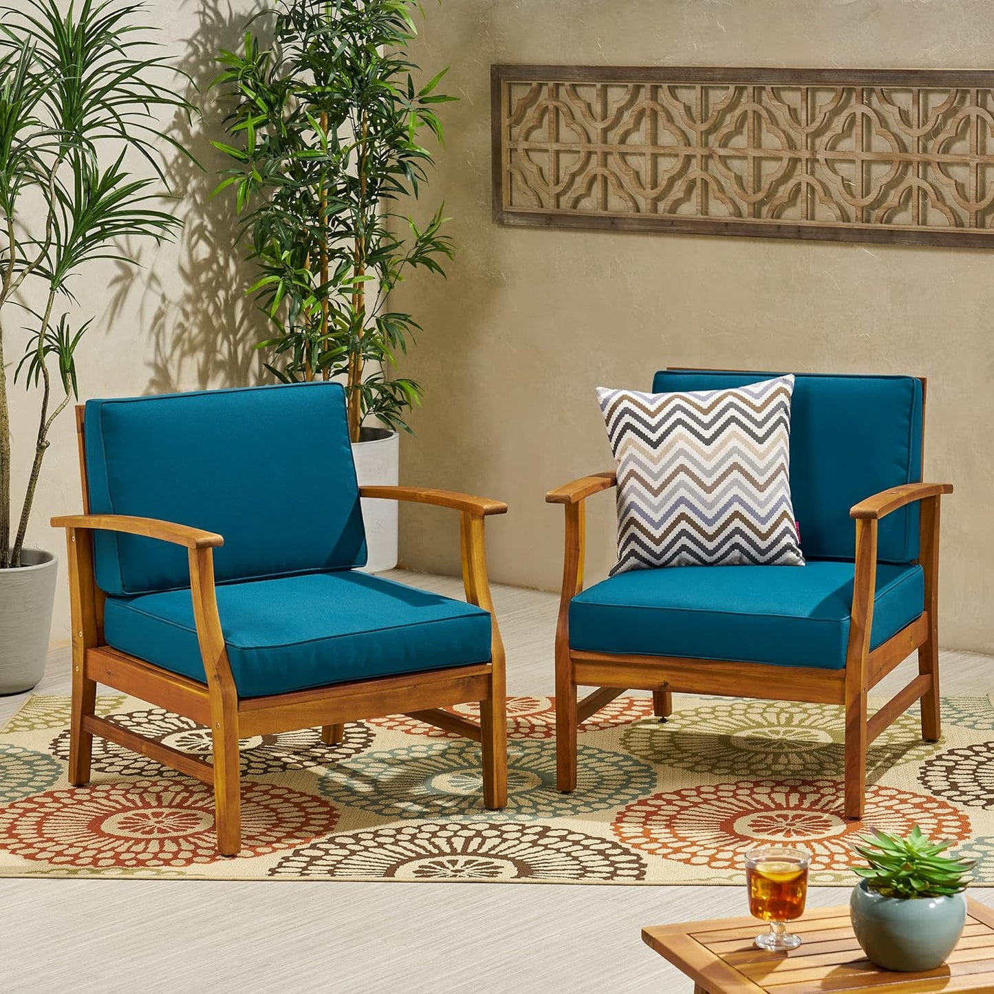 Perla Club Chairs Set of 2 - Blue Acacia Wood