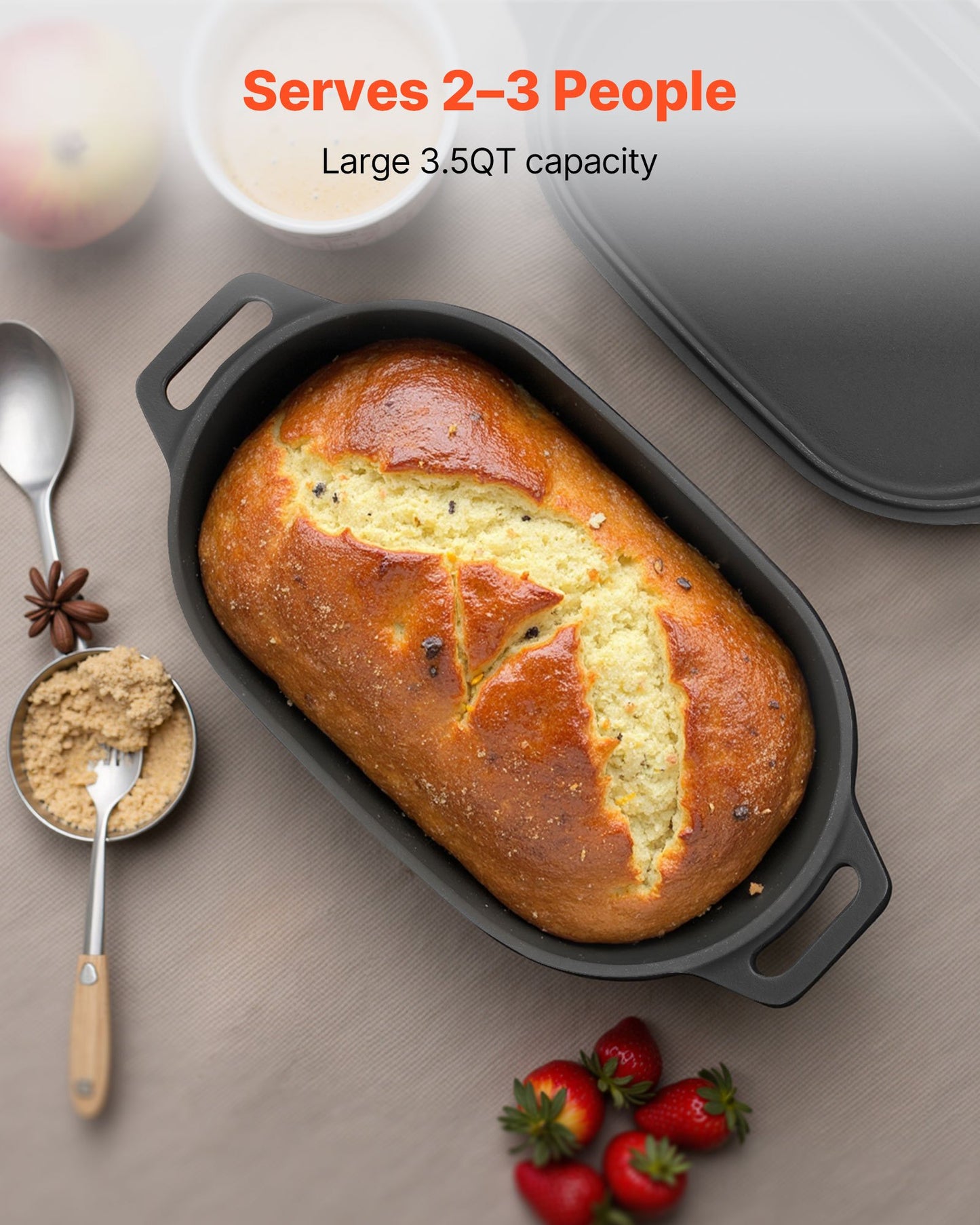 3.5QT Enameled Cast Iron Dutch Oven with Lid - Black
