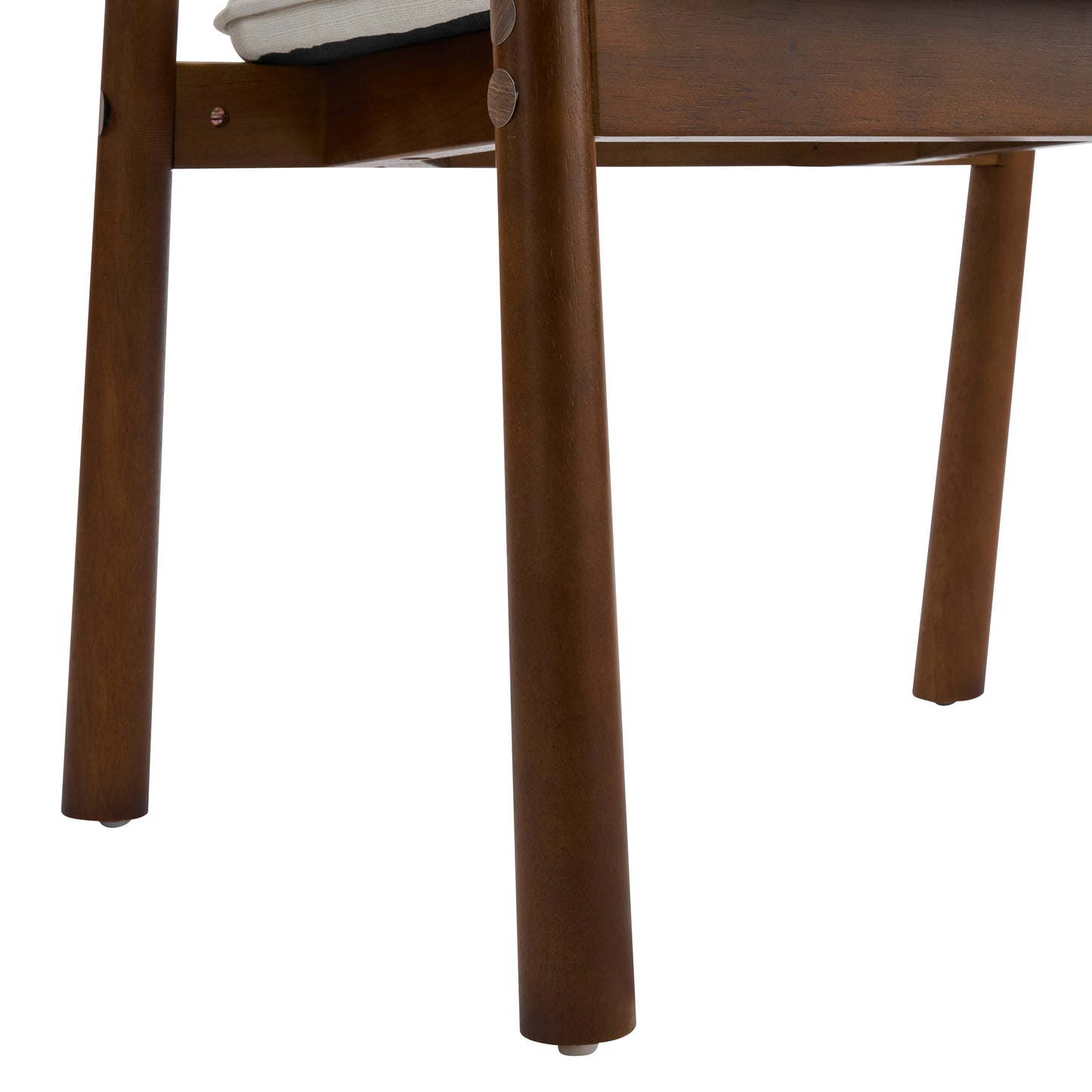 Upholstered Dining Chairs Set of 2 - Beige Fabric & Walnut Wood