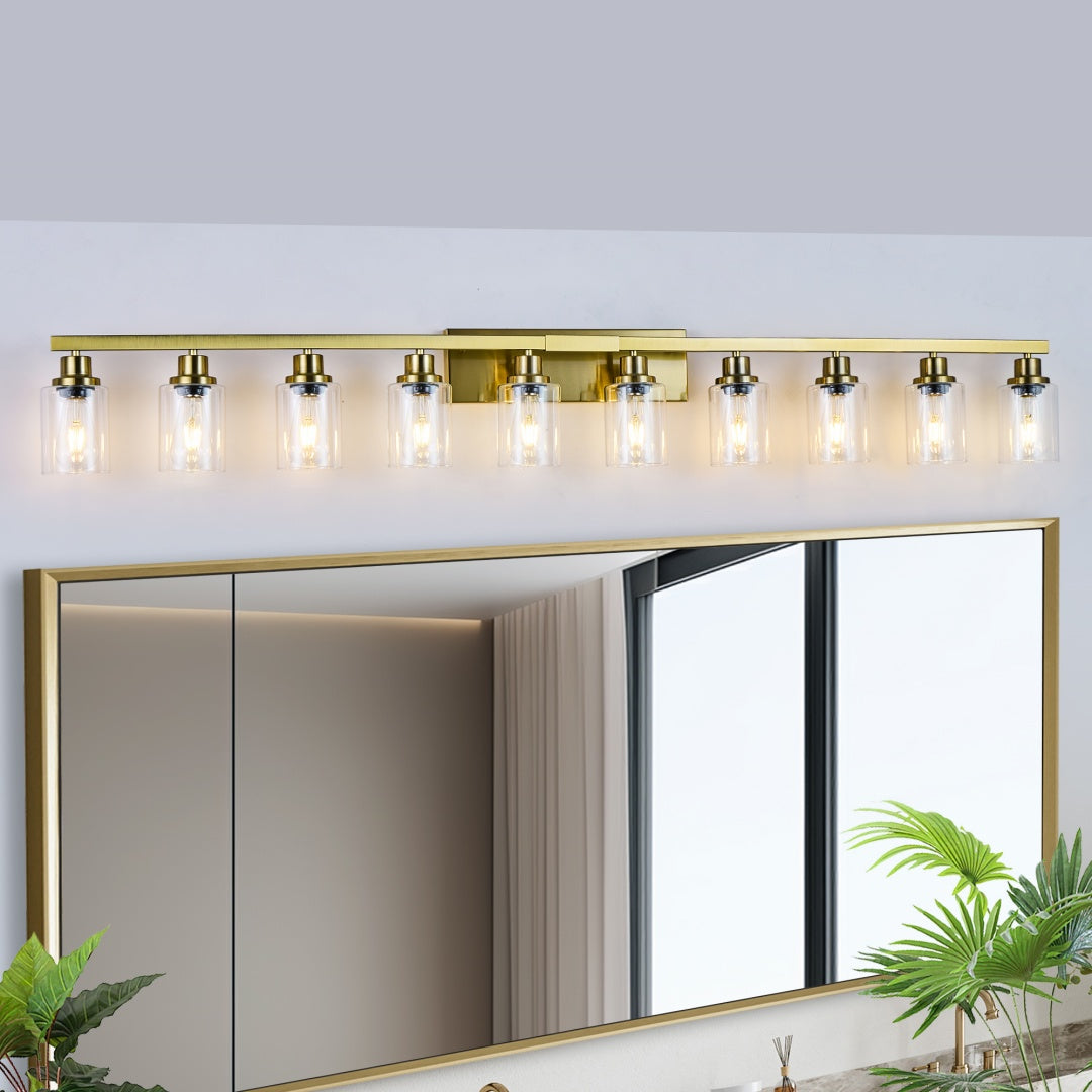 10-Light Gold Vanity Light Fixture for Bathroom & Bedroom