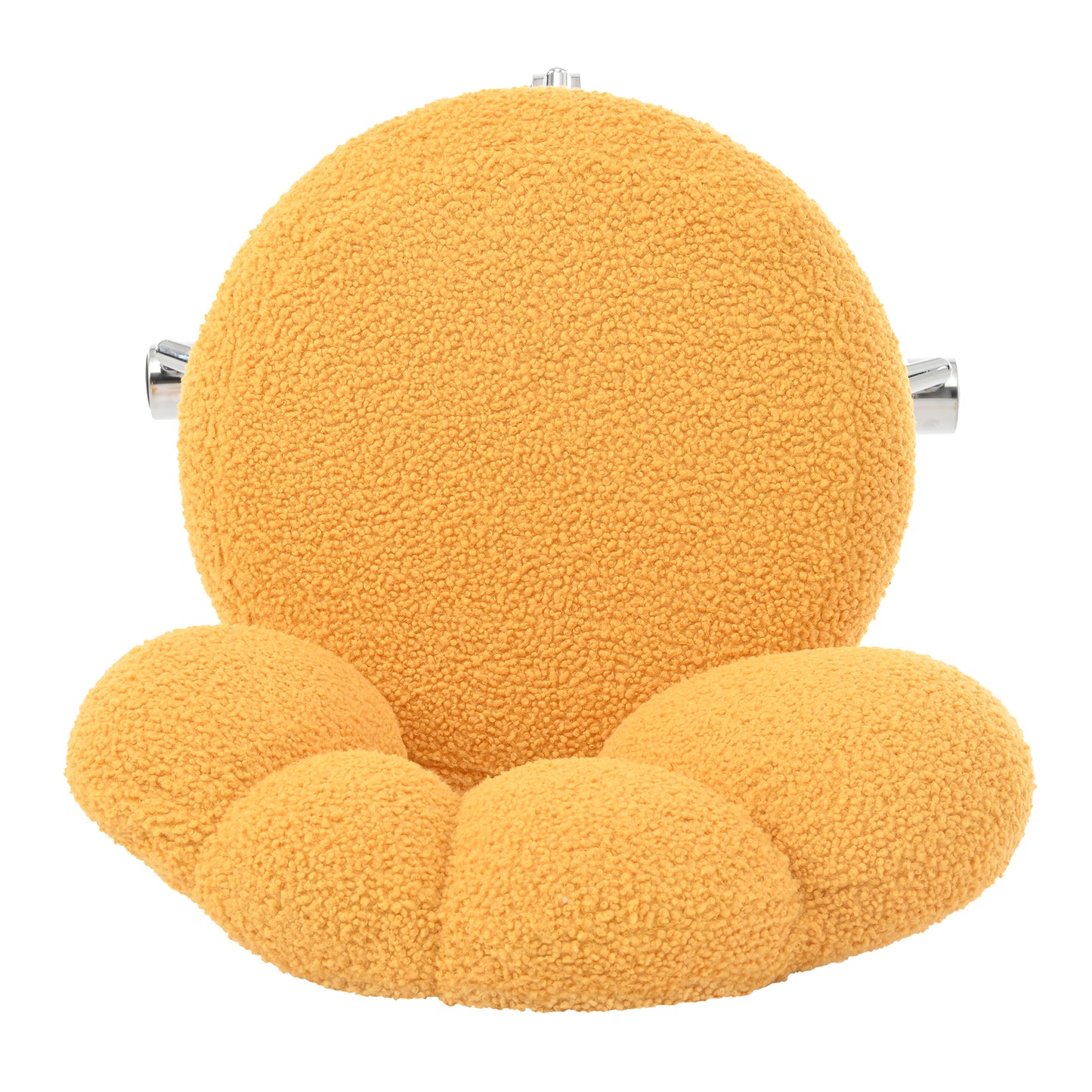 Height Adjustable 360° Swivel Chair - Yellow Teddy Fabric