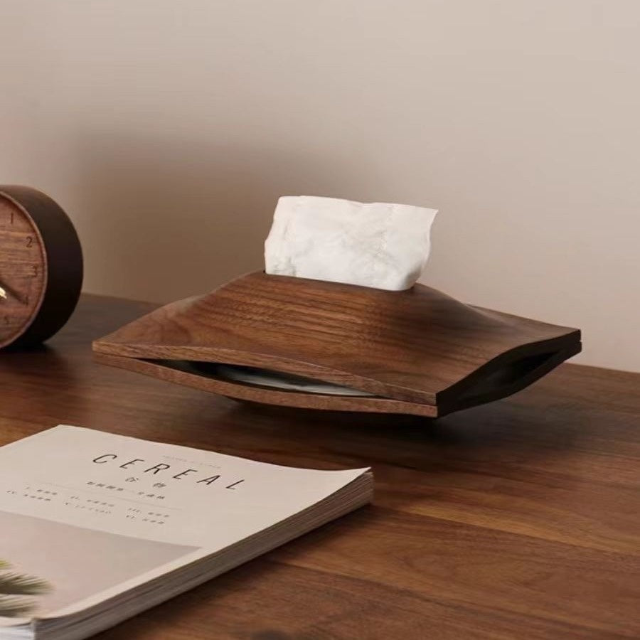Minimalist Solid Wood Tissue Box Holder for Desk or Bathroom