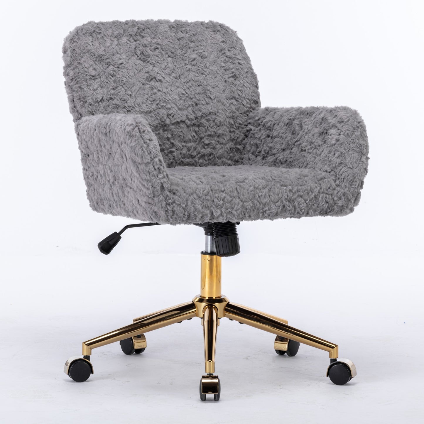 Adjustable Gray Office Chair with Gold Metal Base