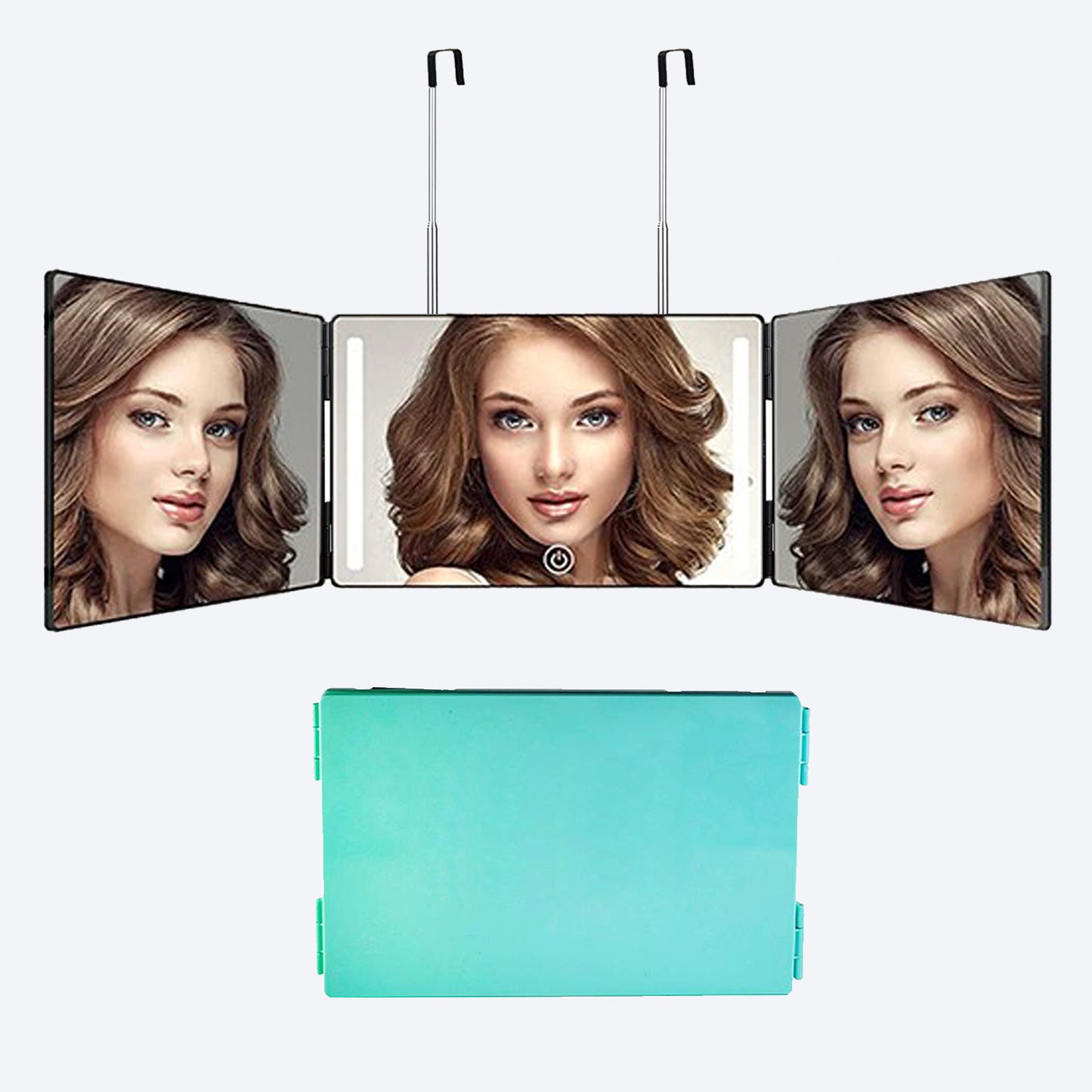 Retractable Adjustable Cosmetic Mirror with 3 Sides for Bathroom & Home