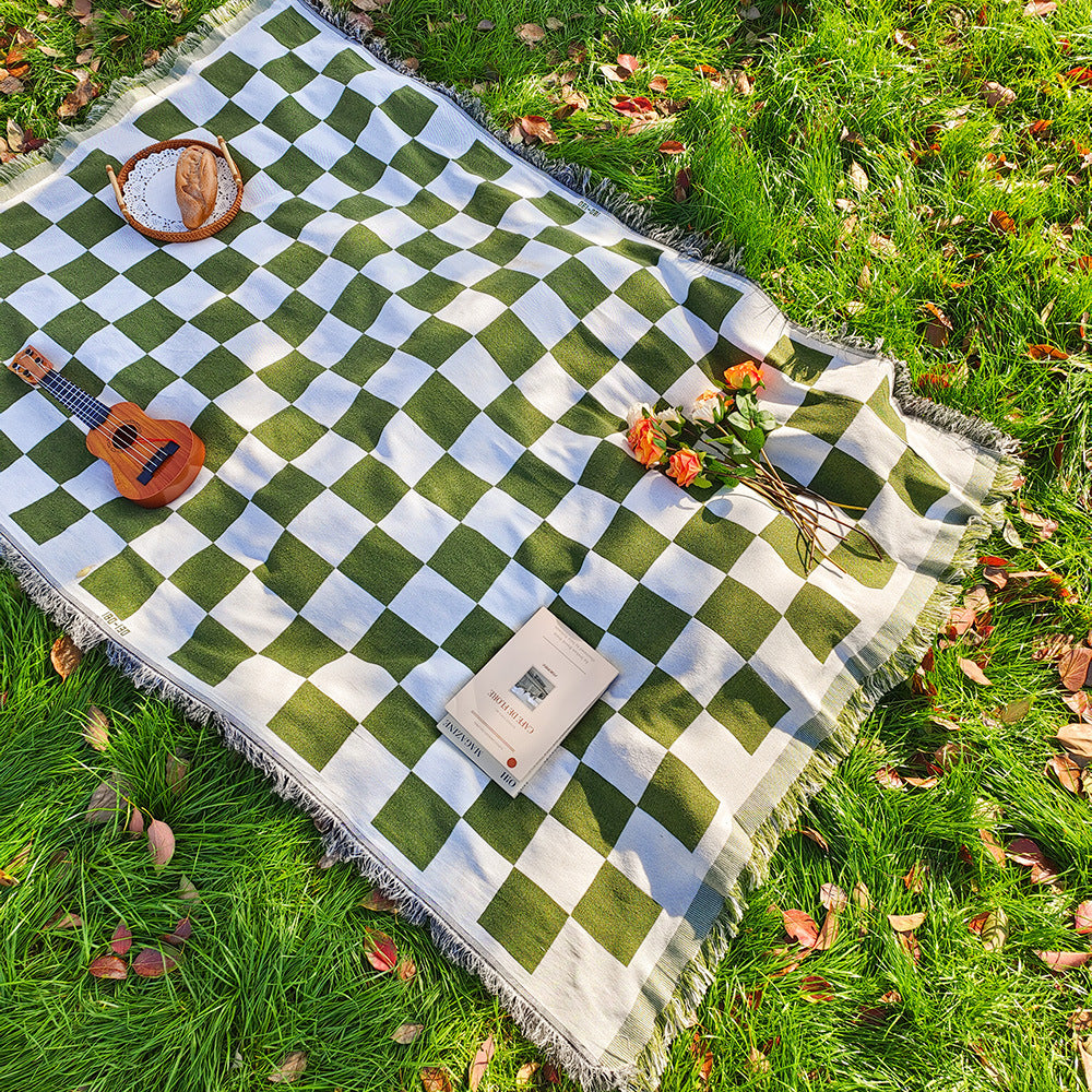 Bohemian Outdoor Camping Rug - Knitted Chenille Picnic Mat for Garden & Patio