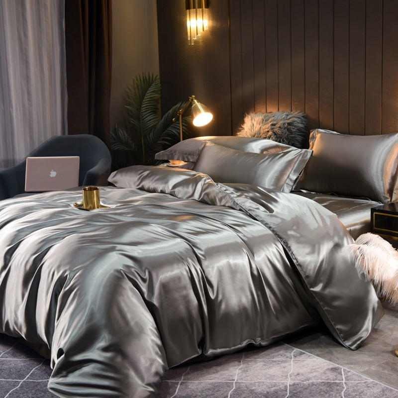 Double-Sided Silk Quilt Cover Set - Four-Piece Bedding Decor