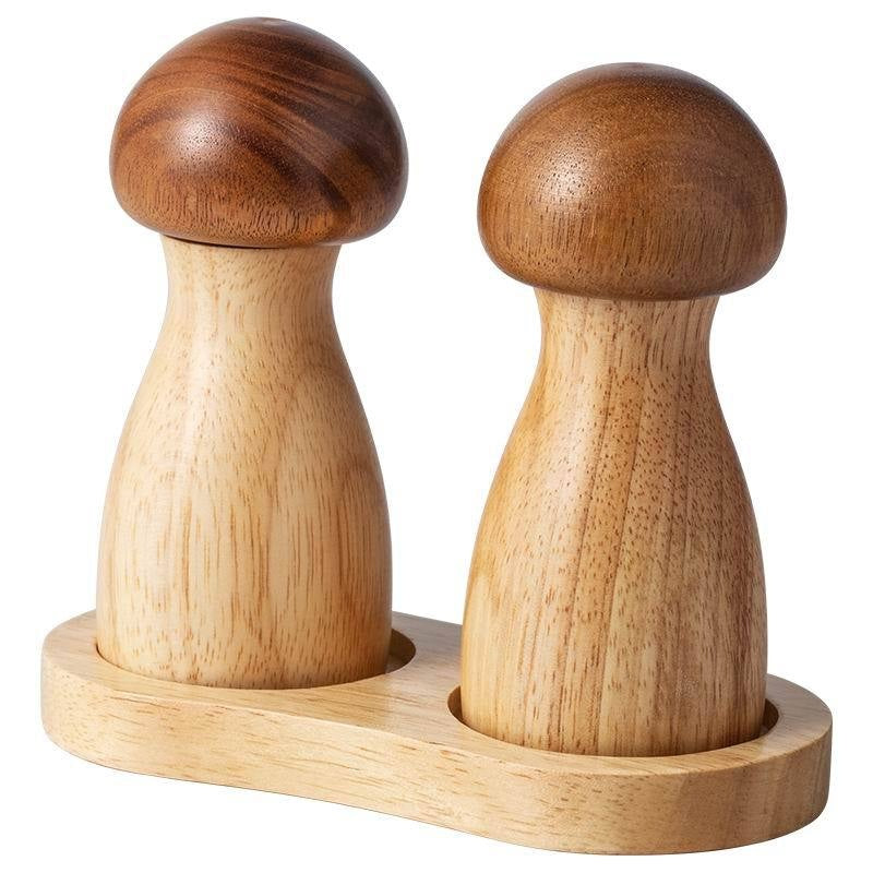 Solid Wood Salt and Pepper Grinder Set - Acacia & Oak Finish, Modern Kitchen Accessory