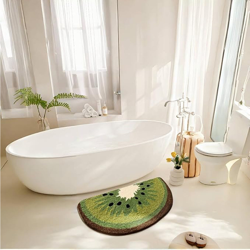Kiwi Fruit Bath Mat - Absorbent Microfiber Rug, 17.7" x 31.5"