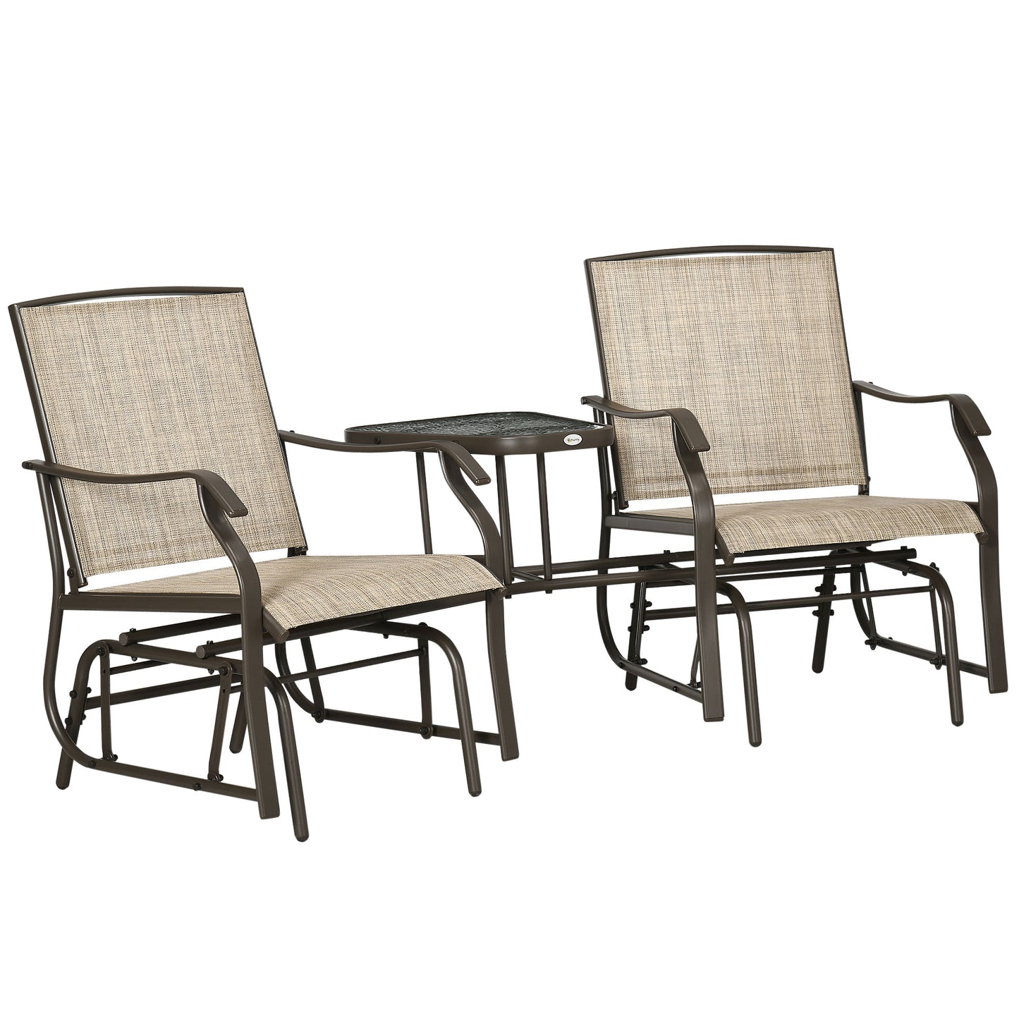 Outdoor Glider Chair with Coffee Table - 2-Seat Rocking Loveseat