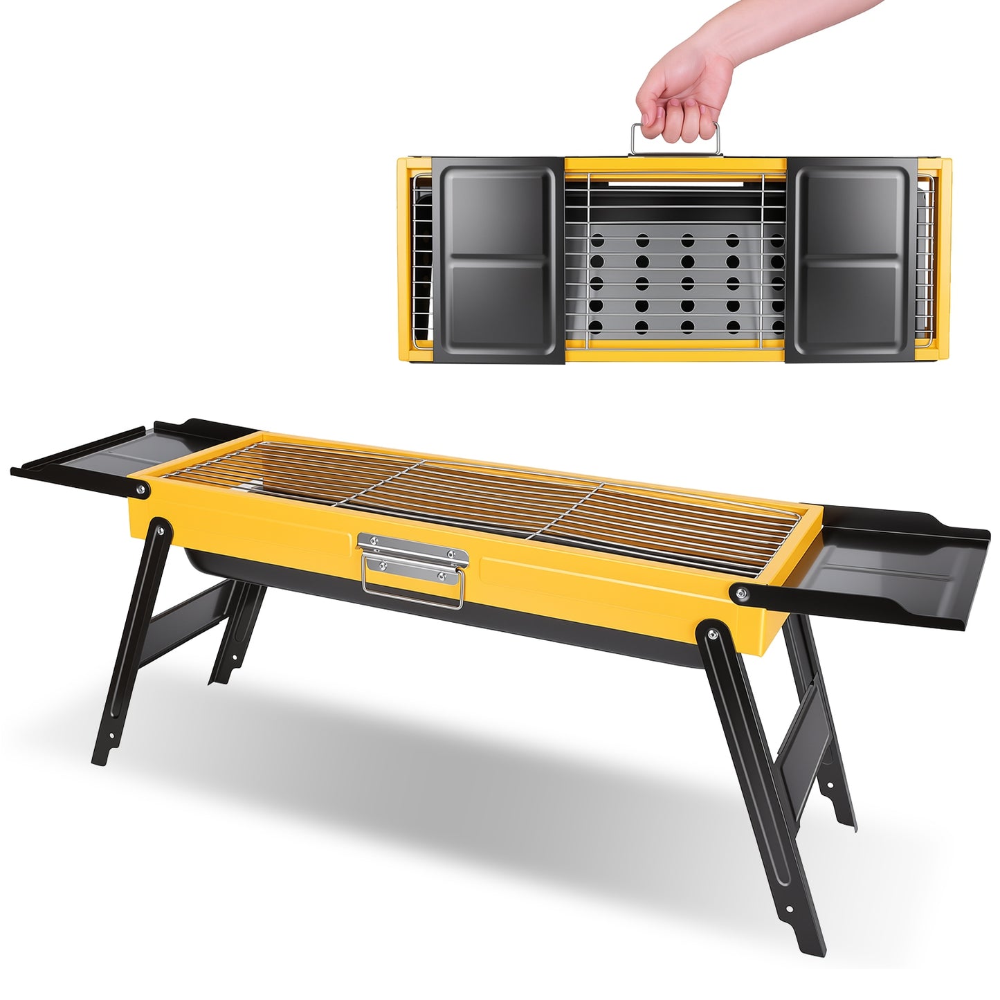 Portable Folding Charcoal Grill - Compact Stainless Steel BBQ