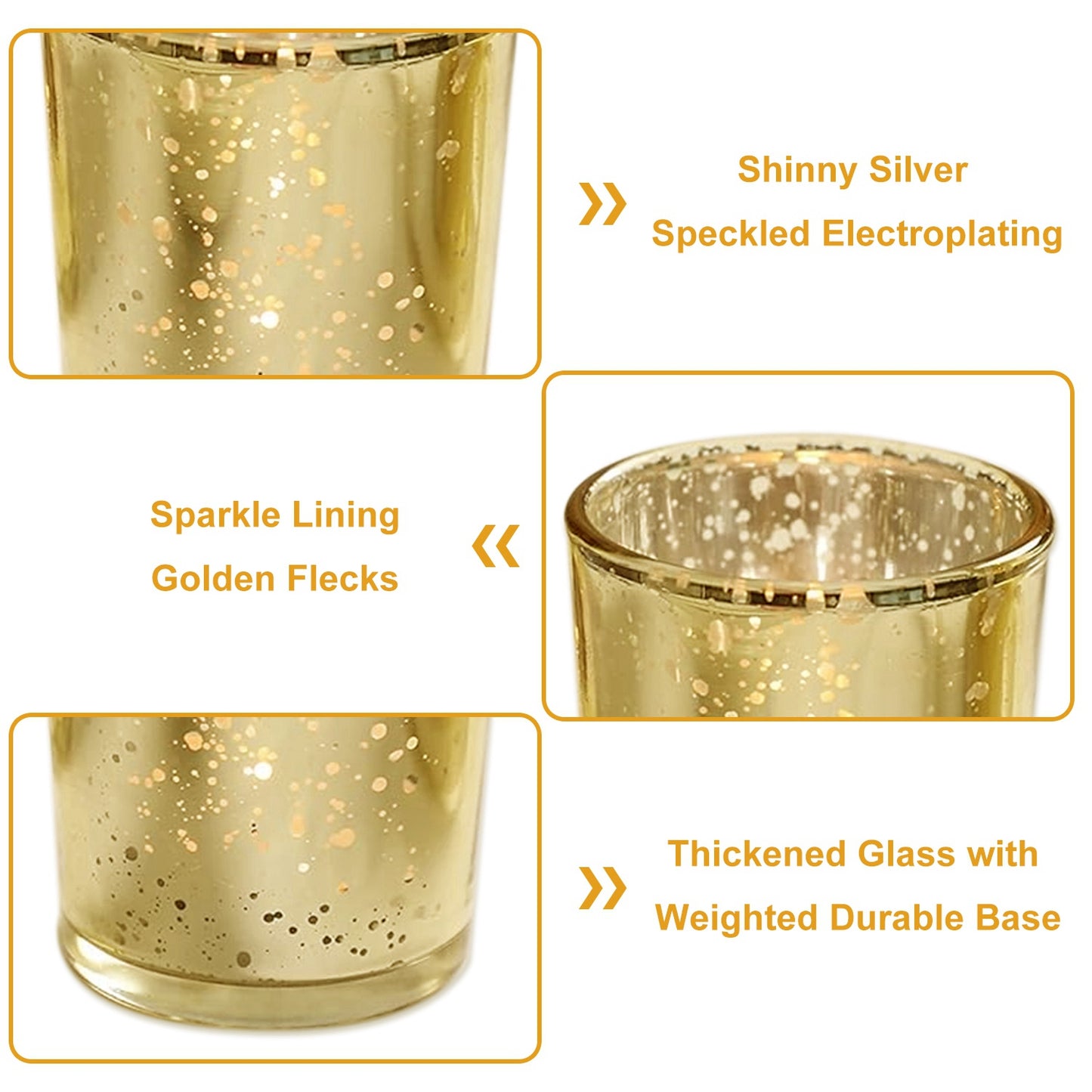 24Pcs Gold Mercury Glass Votive Candle Holders Set