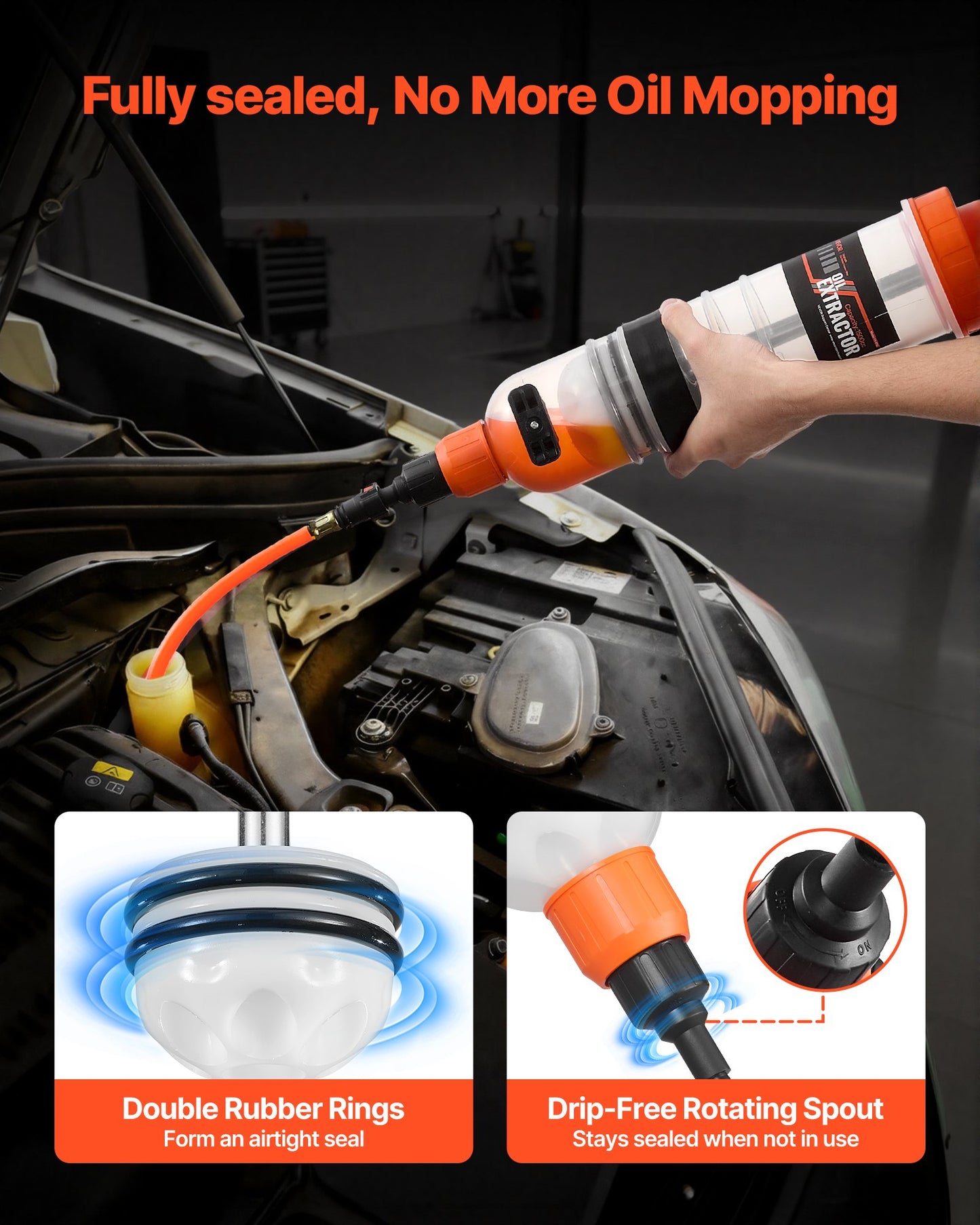 1500CC Manual Fluid Extractor for Automotive Oil & Coolant Changes - Black
