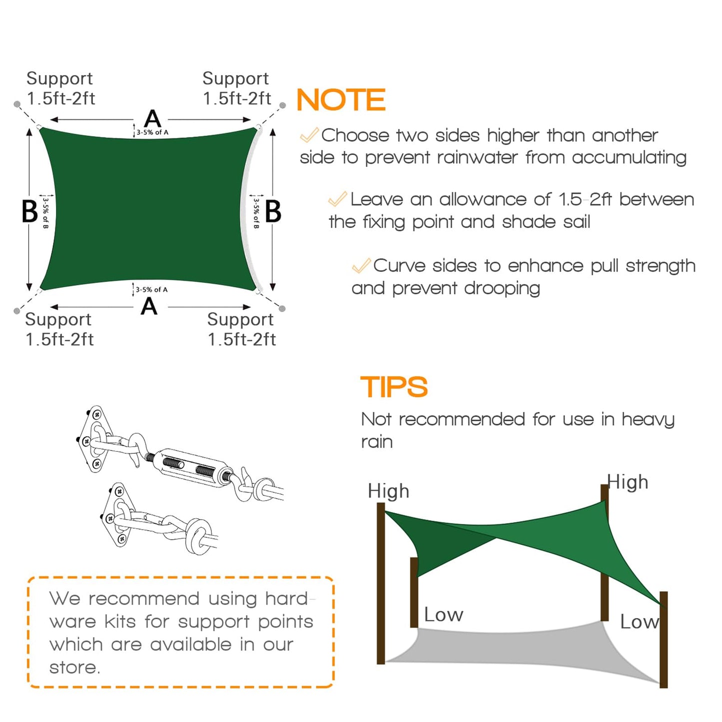 12x12ft Sunshade Sail UV Protection Waterproof Garden Shade Canvas Beige & Dark Green