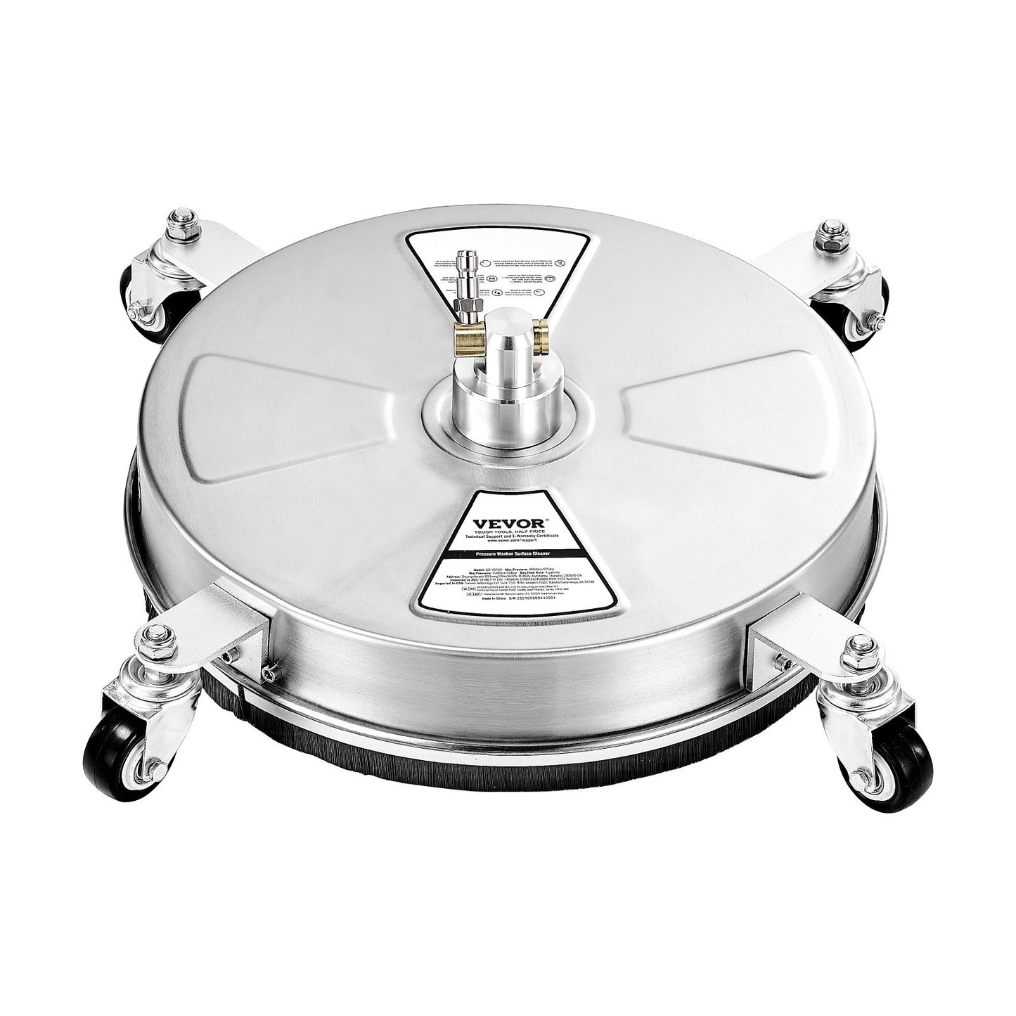 16.5-Inch Pressure Washer Surface Cleaner 4000 PSI Stainless Steel with 4 Wheels