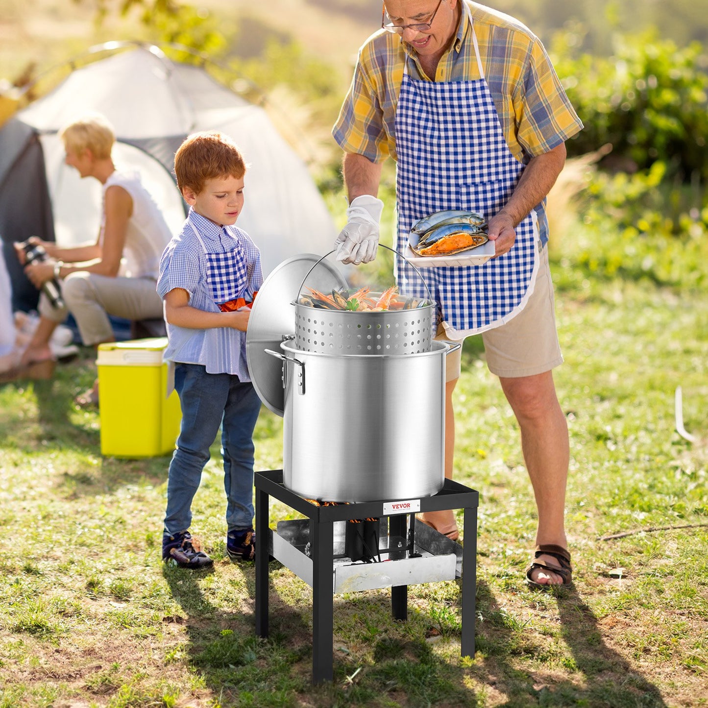 100 Qt Seafood Boiling Kit with Strainer for Outdoor Cooking