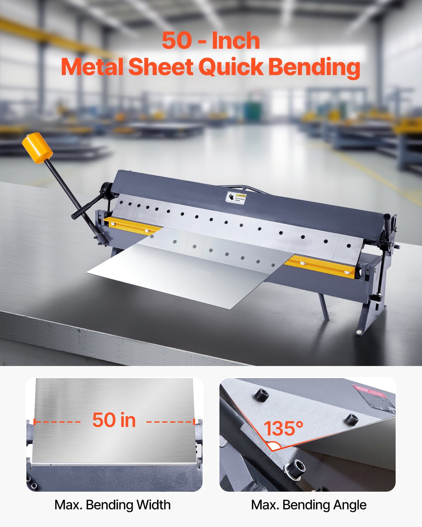 50-Inch Sheet Metal Brake Bender with 16 Fingers, Adjustable 0-135° - Heavy-Duty Aluminum Fabrication Tool