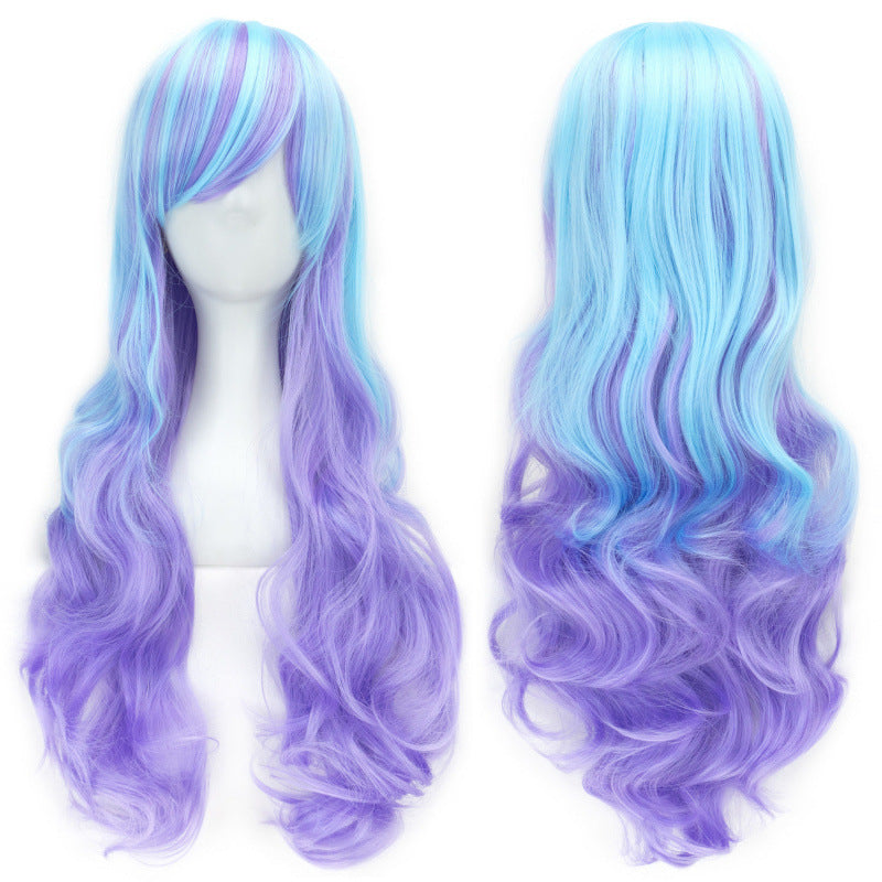 Colorful Synthetic Wig for Dance Parties - Long Curly Cosplay Hair