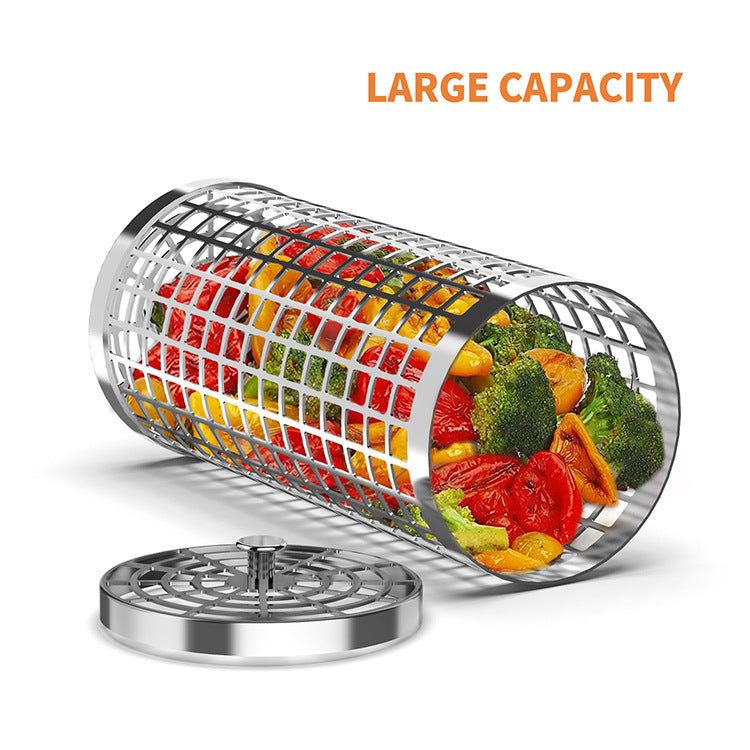 Portable Stainless Steel BBQ Grill Basket for Outdoor Smoking and Grilling