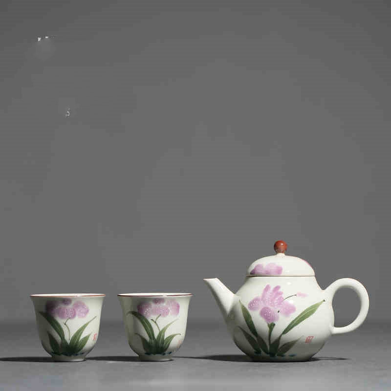 Hand Painted Porcelain Teapot with Water Cups - Ceramic Tableware, 150ML