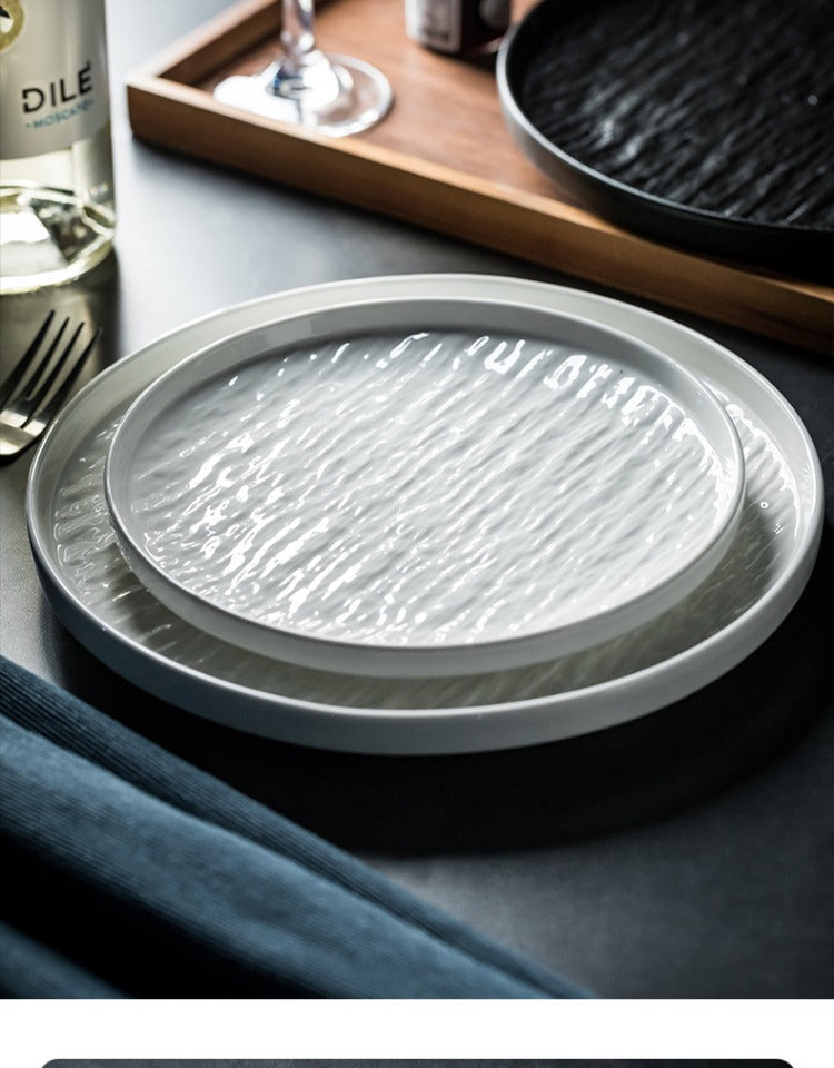 Ceramic Flat Plate Set for Western Cuisine Breakfast Dinnerware - 8 & 10 Inch
