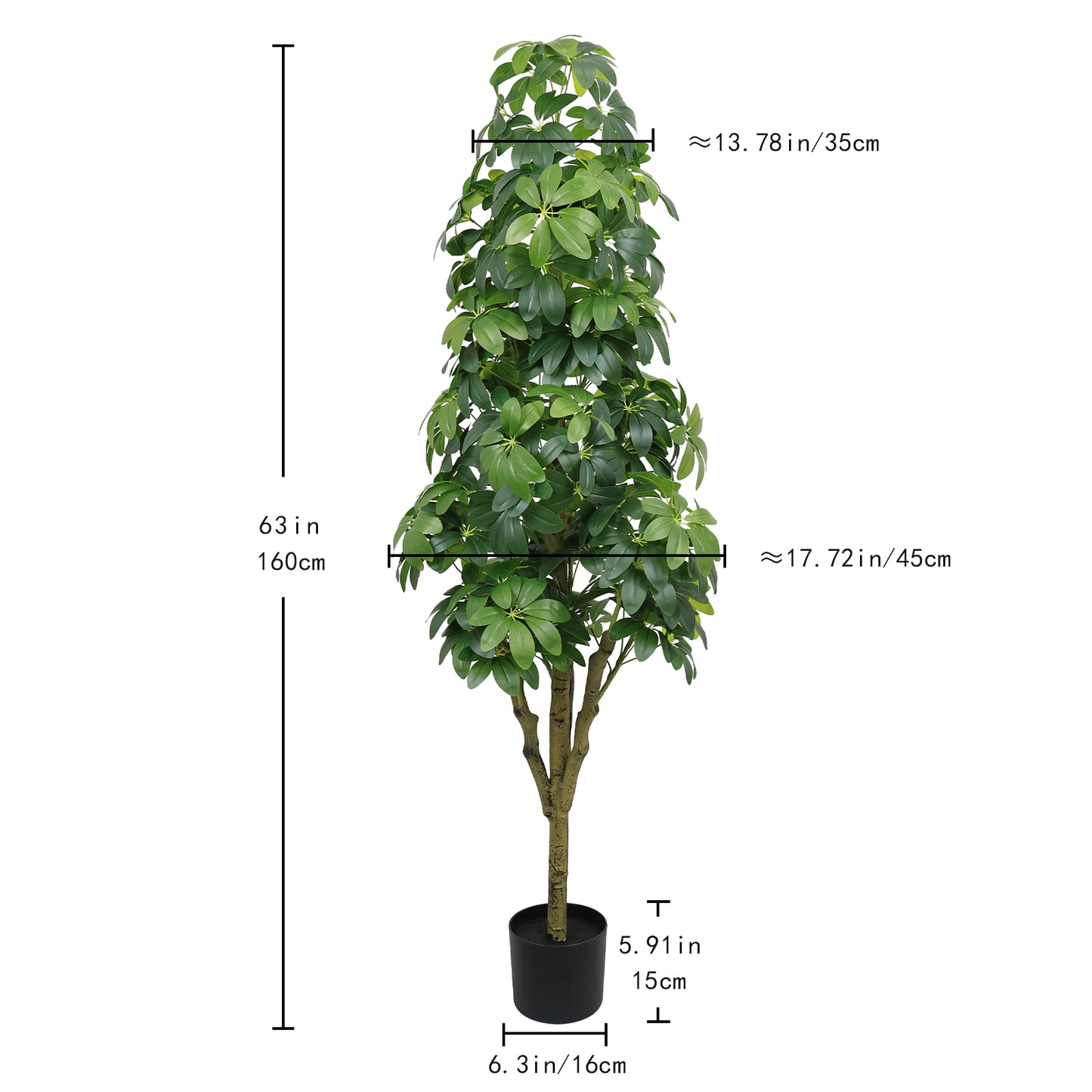 5.2FT Realistic Artificial Tree - Green Faux Plant for Indoor & Outdoor Decor