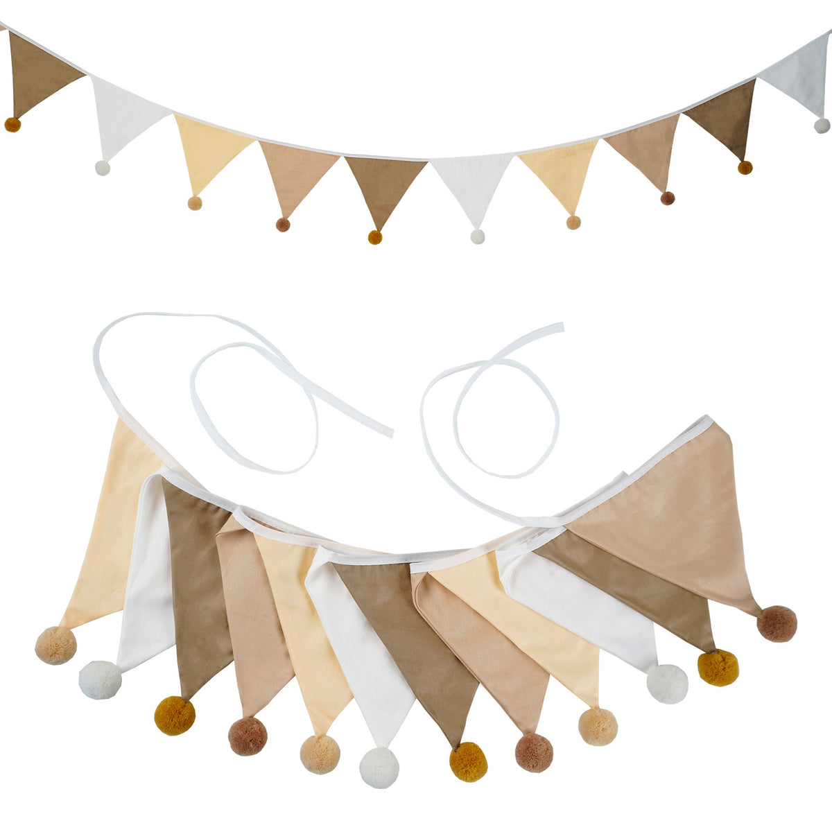 Cotton Wool Ball Triangle Flags Set for Home & Party Decor - 3.2m Length