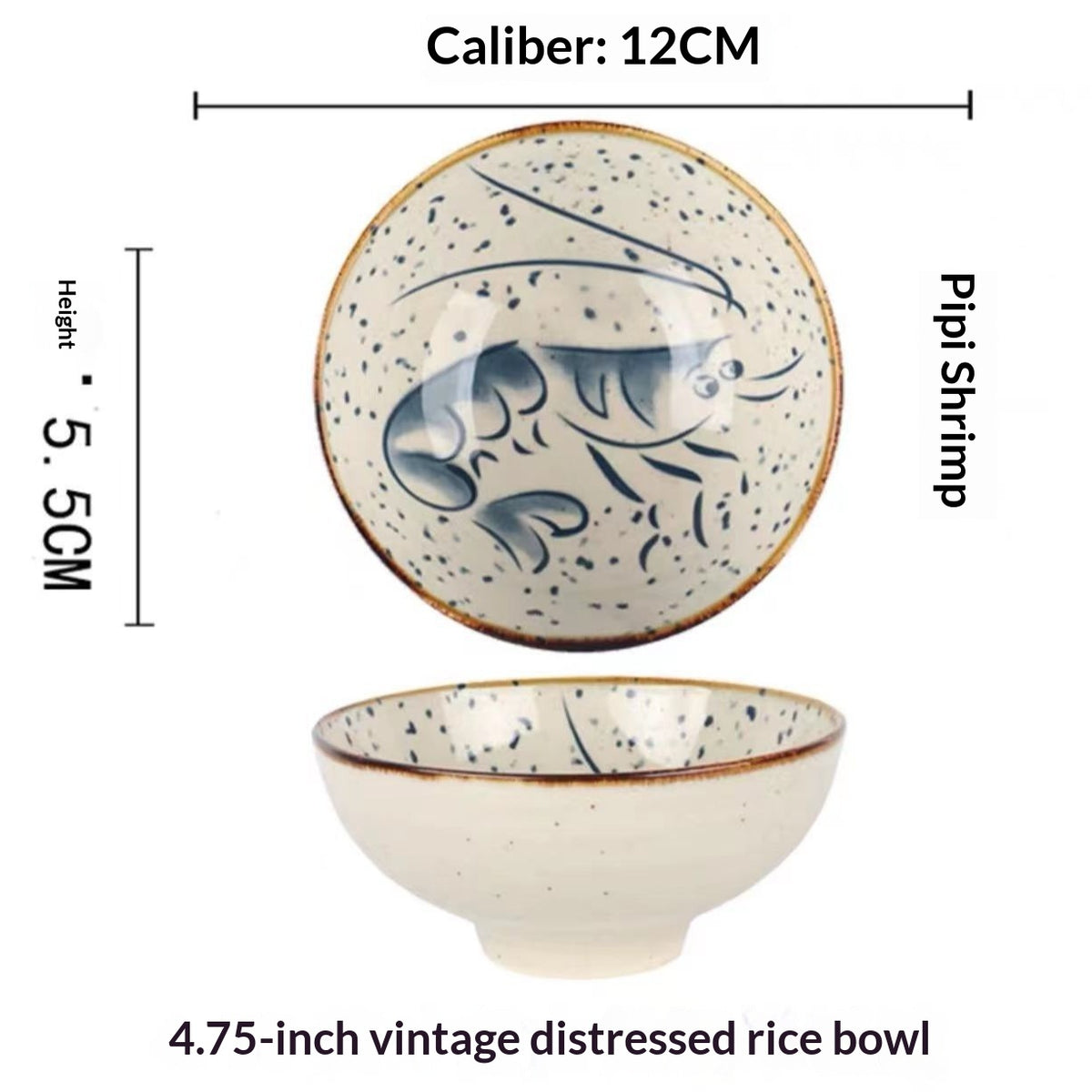 Japanese-Style Ceramic Tableware Retro Sesame Dot Pattern Bowl - Home Kitchen