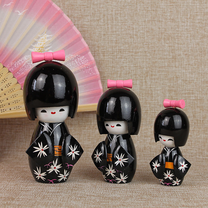 Japanese-Style Kimono Doll for Sushi Restaurant Decor - Handmade Wooden Figurine