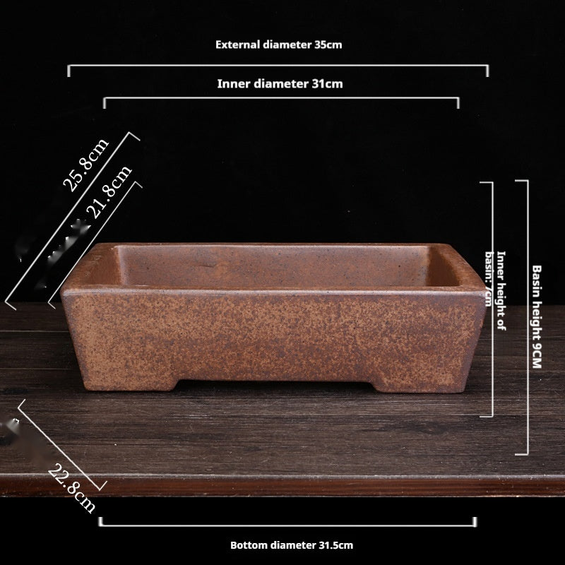 Purple Sand Antique Rectangular Flowerpot - Classic Handmade Home Decor