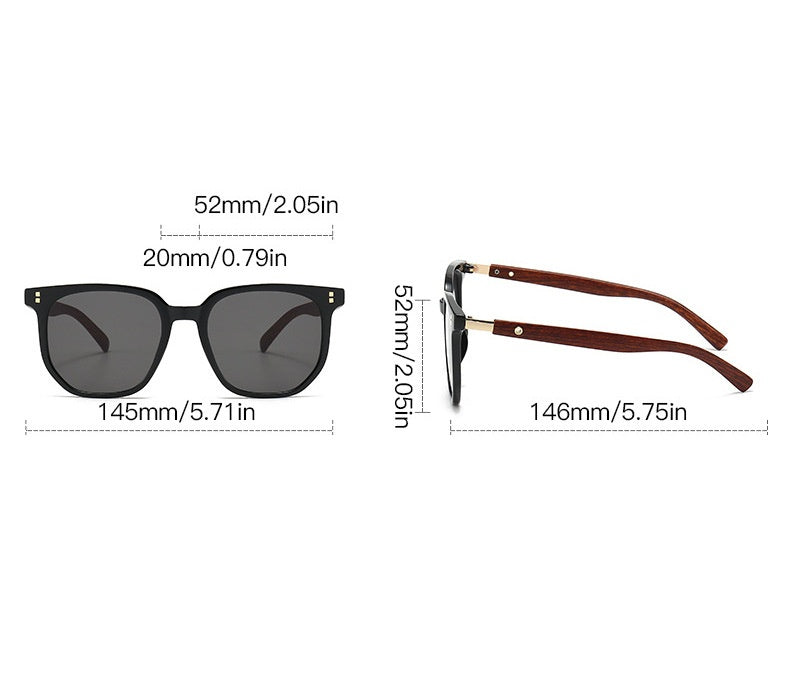 Vintage Wooden Grain Leg Nail Square Round Face Glasses - Minimalist Fashion Eyewear