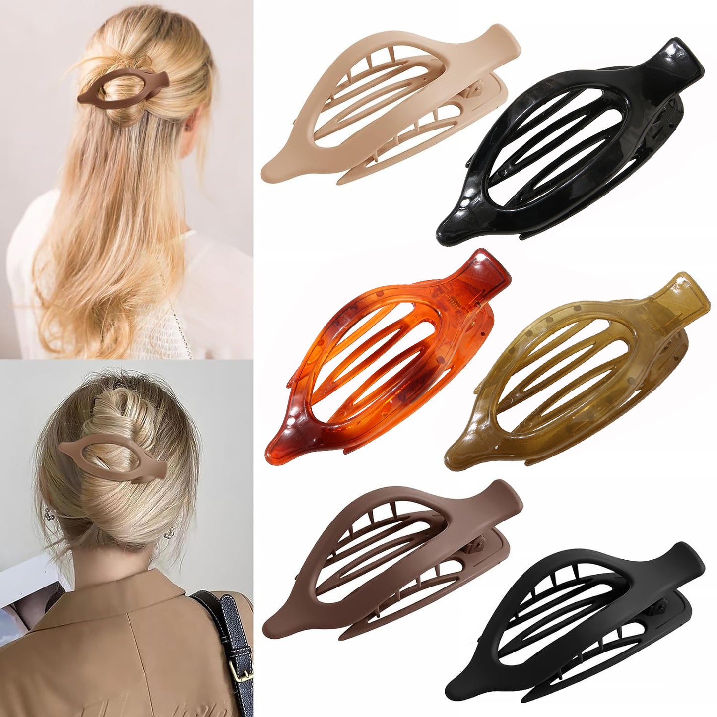Large Oval Hair Claw Clip - Matte & Glossy Finish Hair Accessory