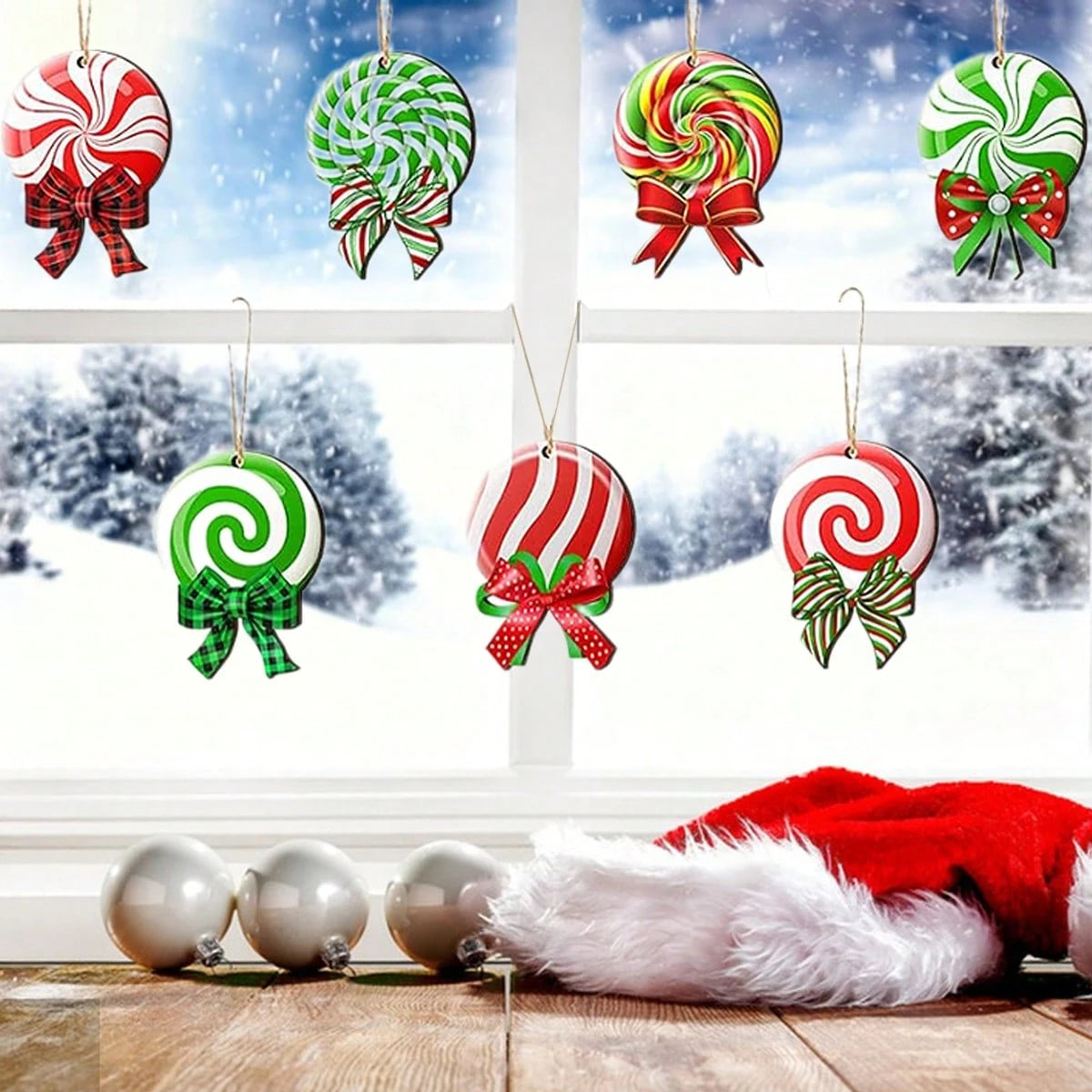 24-Piece Colorful Peppermint Christmas Tree Ornaments Set