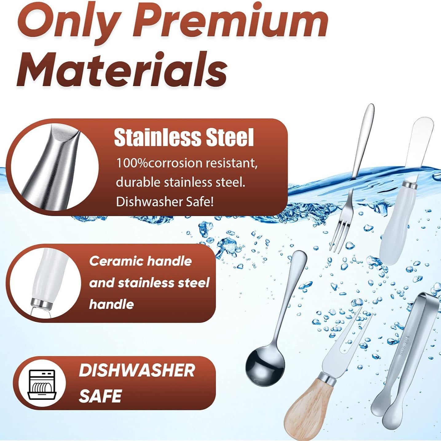 Stainless Steel Western-Style Cutlery Set - 44 Pieces Silver & Gold