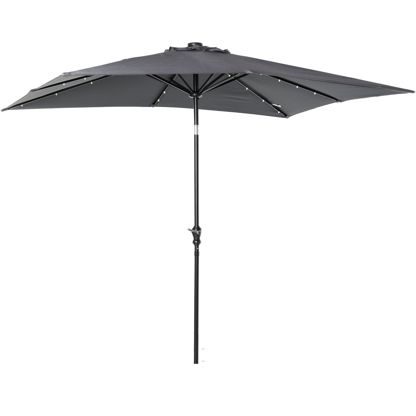 Solar LED Patio Umbrella with Crank & Tilt - Dark Gray