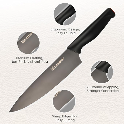 15-Piece High Carbon Stainless Steel Knife Set with Block