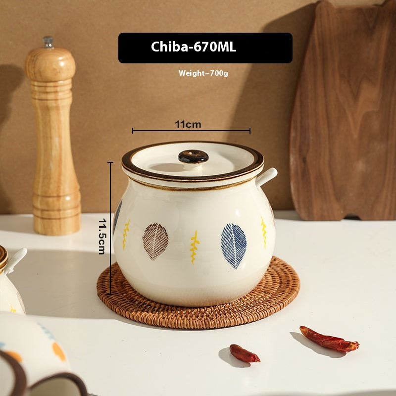 Ceramic Lard Jar with High-Temperature Resistance for Kitchen Storage