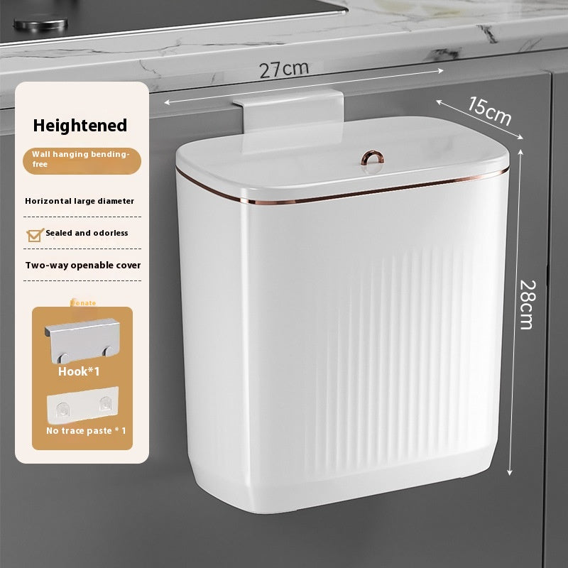 Wall-Mounted Kitchen Trash Can Large Capacity Punch-Free Household Storage Bin
