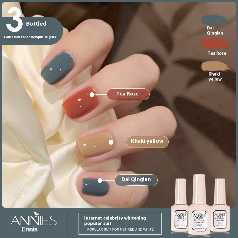 Three-Color Gel Nail Polish Set for Manicure - Nude, Purple, Orange