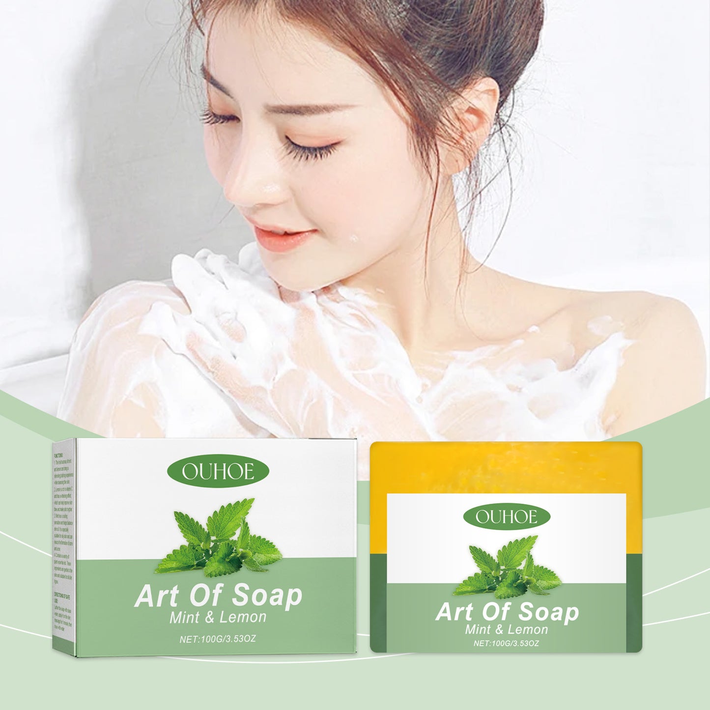 Mint Lemon Solid Bath Soap - Moisturizing & Brightening Bar Soap