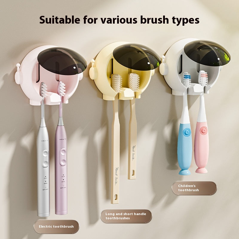 Bathroom Wall-Mounted Toothbrush Holder Punch-Free Space-Saving Storage