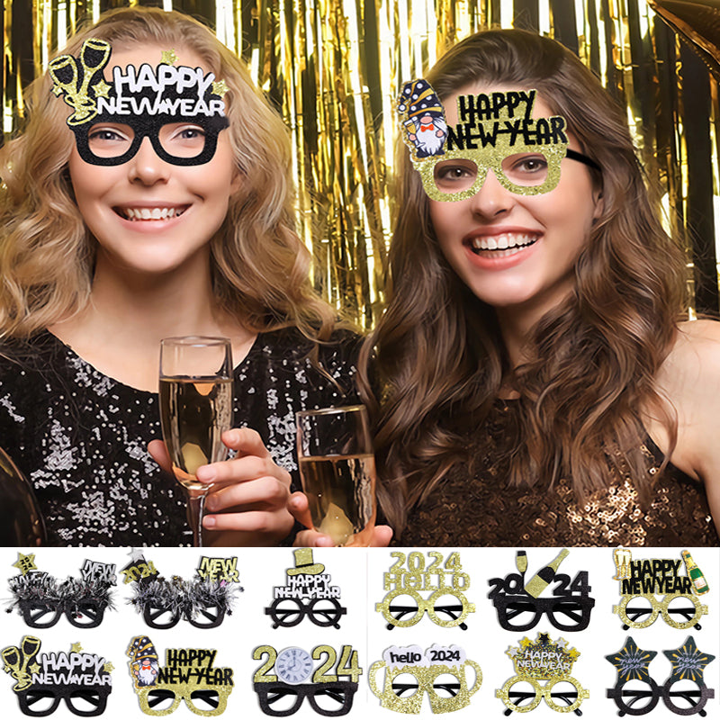 Funny New Year Party Glasses Photo Props - Holiday & Celebration Accessories