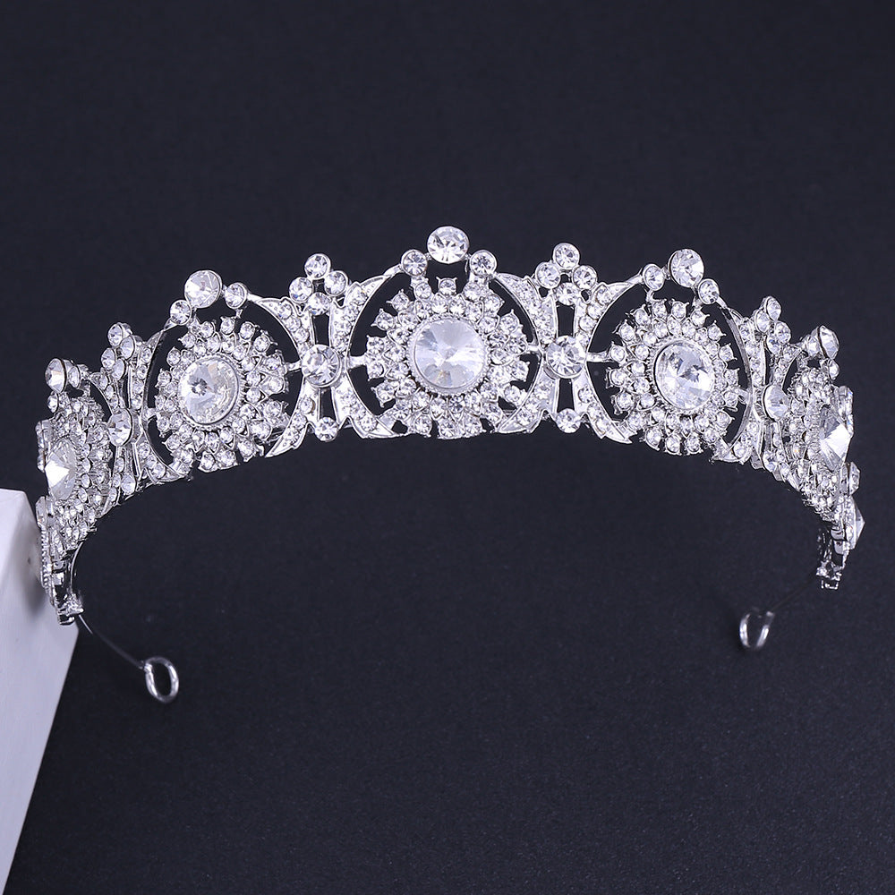 Bridal Crown Headband with Zircon Accents - Silver